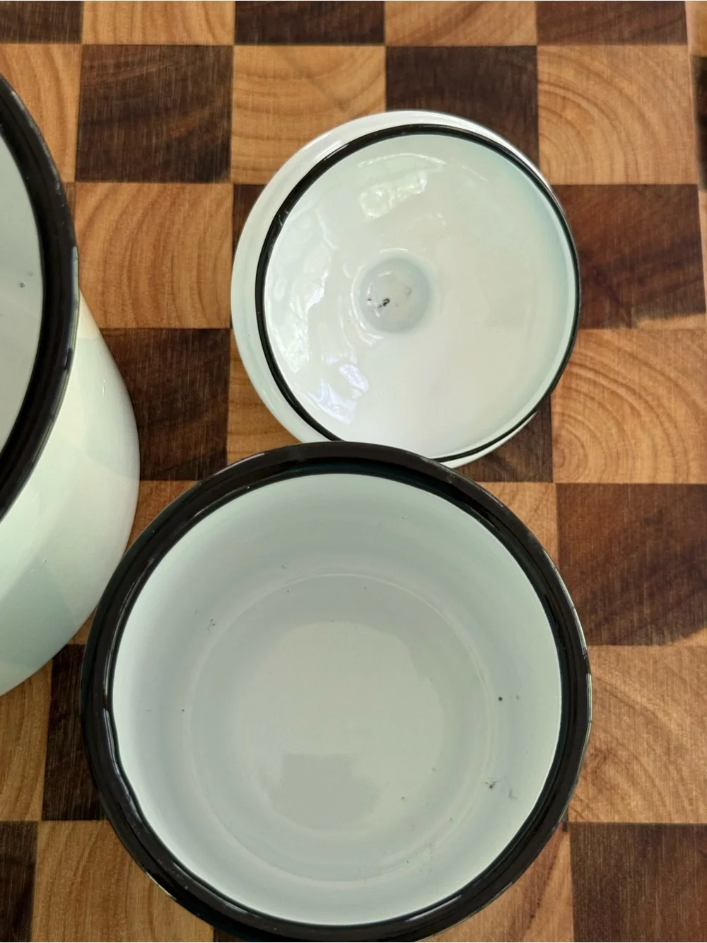 White and Black Enamel Coffee & Sugar Storage Canister Set